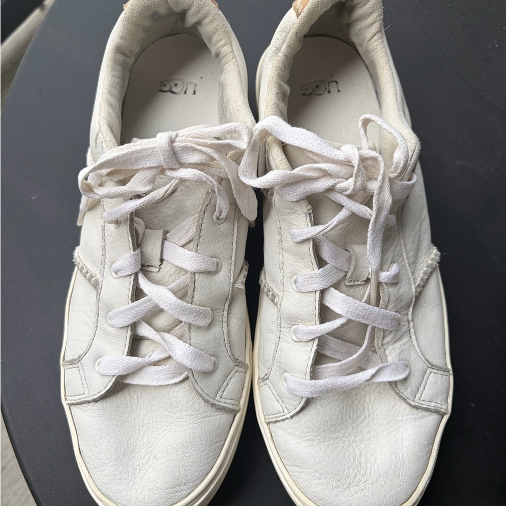 UGG Women's Off-White Leather Lace-Up Sneakers